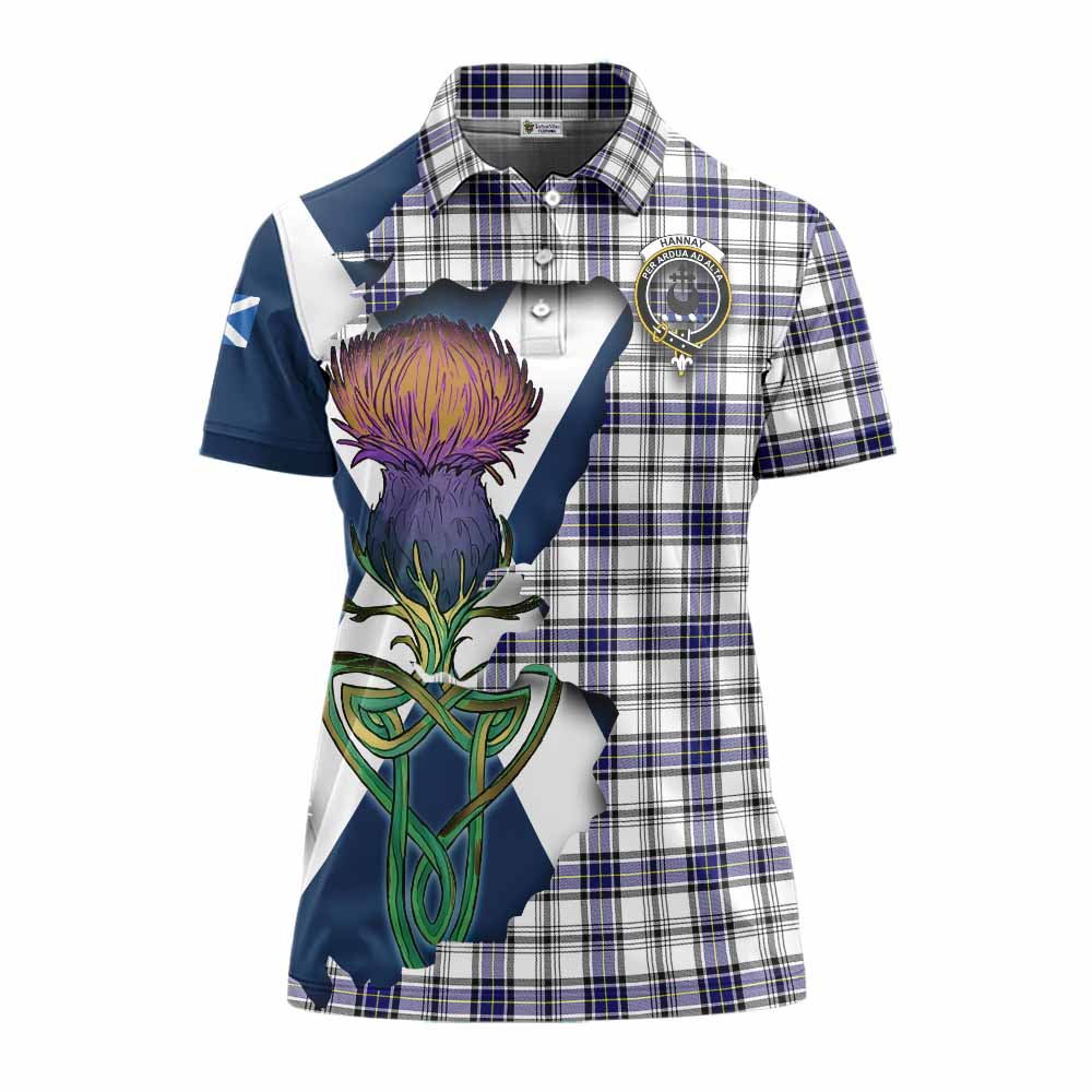 Tartan Vibes Clothing Hannay Tartan Family Crest Women's Polo Shirt Scottish Thistle Celtic Inspired