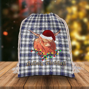 Tartan Vibes Clothing Hannay Tartan Christmas Santa's Bag with Highland Cow