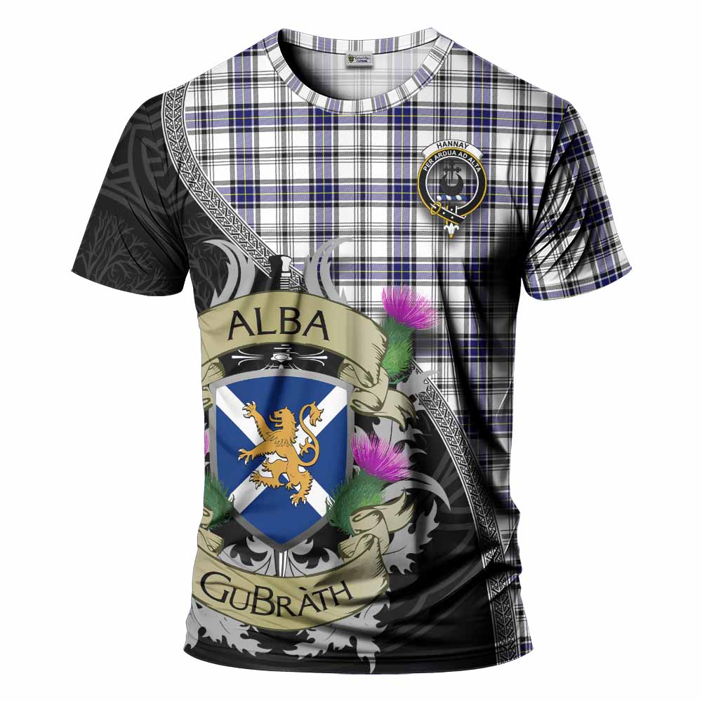 Tartan Vibes Clothing Hannay Tartan Family Crest T-Shirt Lion Rampant Royal Thistle Shield Celtic Inspired