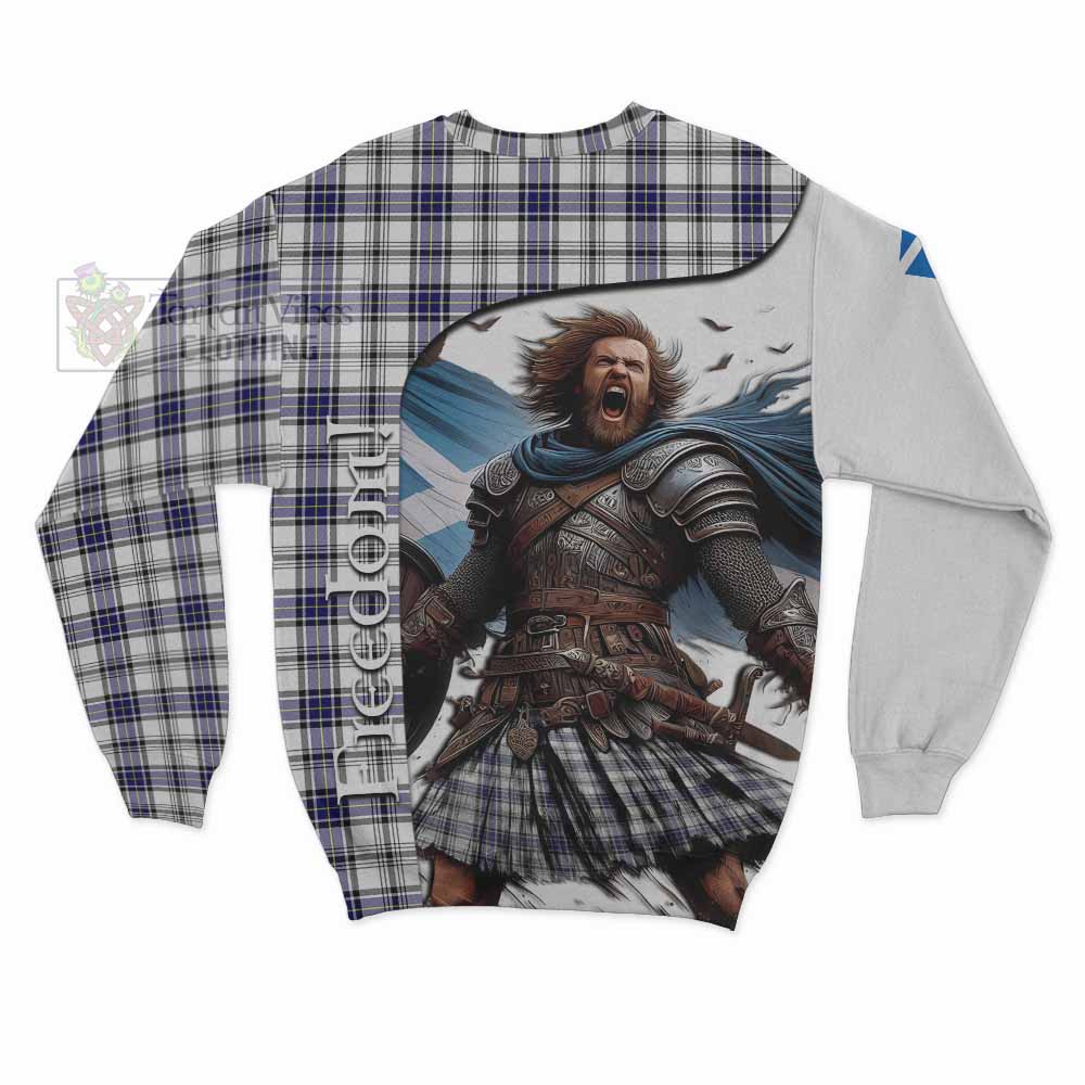 Tartan Vibes Clothing Hannay Crest Tartan Sweatshirt Inspired by the Freedom of Scottish Warrior