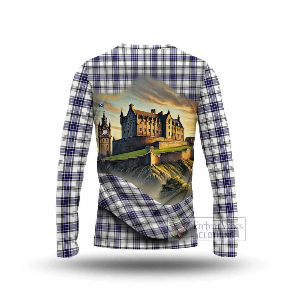 Tartan Vibes Clothing Hannay Tartan Family Crest Long Sleeve T-Shirt with Scottish Ancient Castle Style