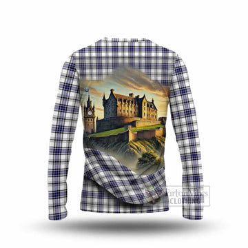 Tartan Vibes Clothing Hannay Tartan Family Crest Long Sleeve T-Shirt with Scottish Ancient Castle Style