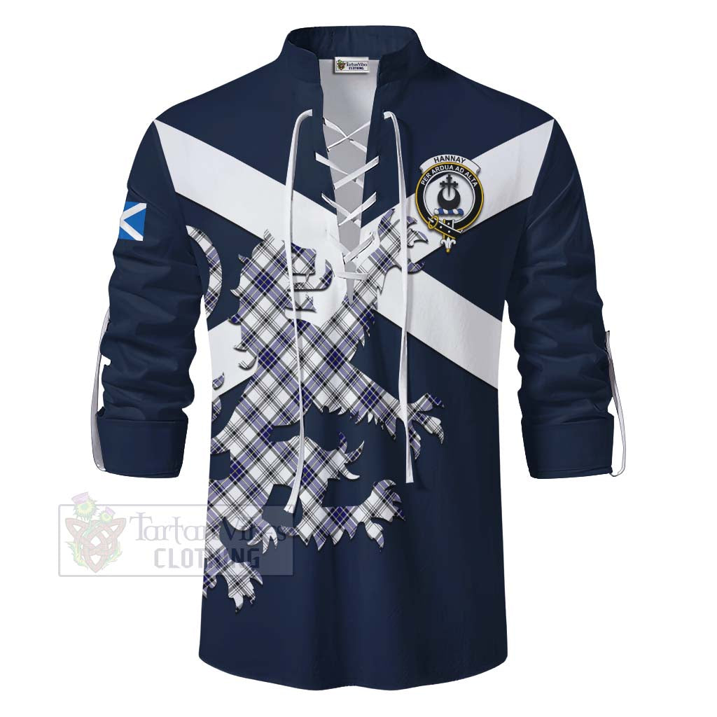 Tartan Vibes Clothing Hannay Tartan Lion Rampant Ghillie Kilt Shirt Proudly Display Your Heritage with Alba Gu Brath and Clan Name