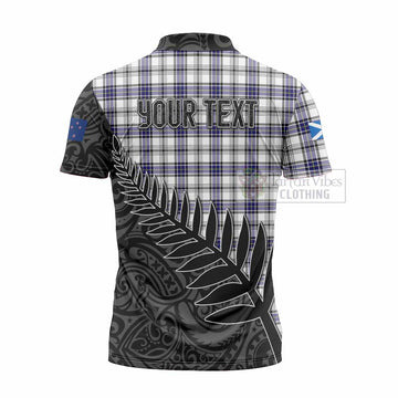 Tartan Vibes Clothing Hannay Crest Tartan Zipper Polo Shirt with New Zealand Silver Fern Half Style