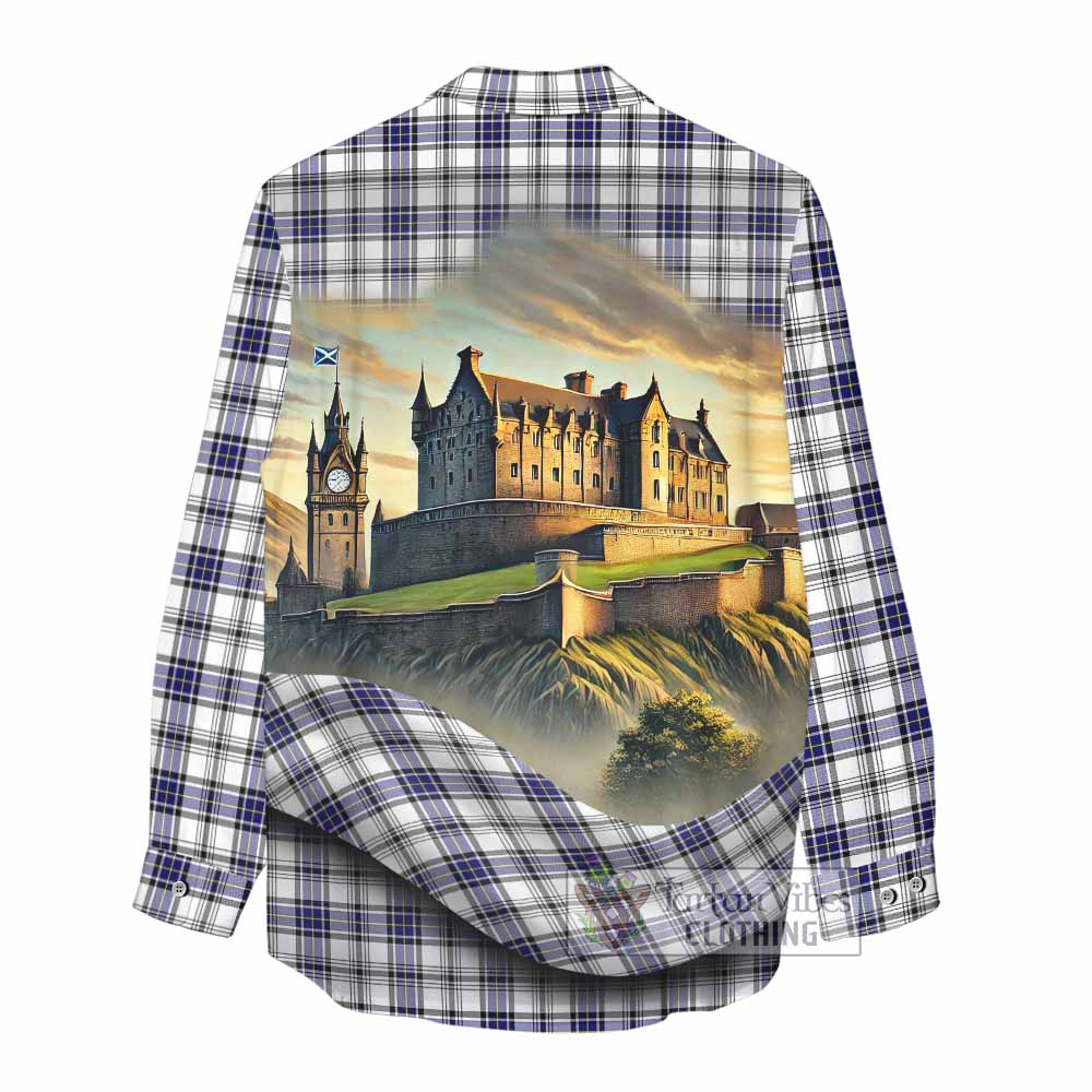 Tartan Vibes Clothing Hannay Tartan Family Crest Women's Casual Shirt with Scottish Ancient Castle Style