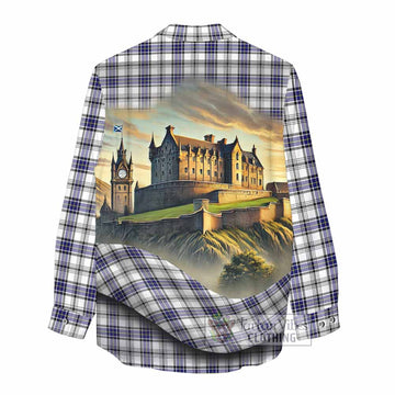 Hannay Tartan Family Crest Women's Casual Shirt with Scottish Ancient Castle Style