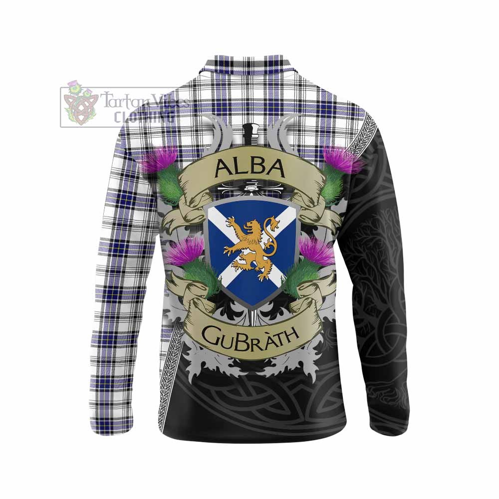 Tartan Vibes Clothing Hannay Tartan Family Crest Long Sleeve Polo Shirt Lion Rampant Royal Thistle Shield Celtic Inspired