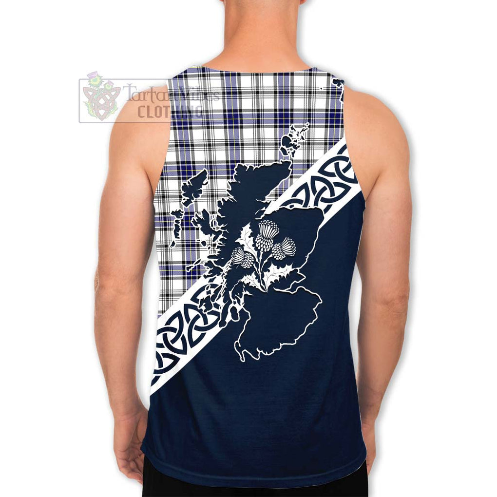 Tartan Vibes Clothing Hannay Tartan Men's Tank Top Featuring Thistle and Scotland Map