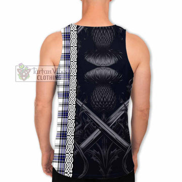Tartan Vibes Clothing Hannay Tartan Men's Tank Top with Family Crest Cross Sword Thistle Celtic Vibes