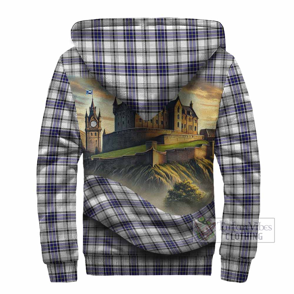 Tartan Vibes Clothing Hannay Tartan Family Crest Sherpa Hoodie with Scottish Ancient Castle Style