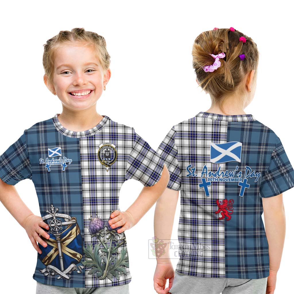 Tartan Vibes Clothing Hannay Tartan Kid T-Shirt Happy St. Andrew's Day Half Tartan Style
