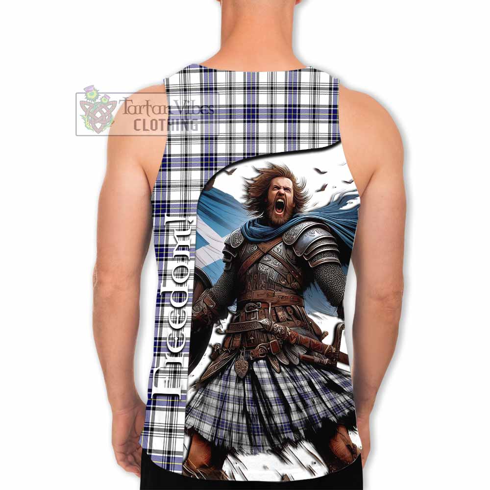 Tartan Vibes Clothing Hannay Crest Tartan Men's Tank Top Inspired by the Freedom of Scottish Warrior