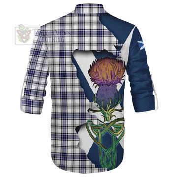 Hannay Tartan Family Crest Ghillie Kilt Shirt Scottish Thistle Celtic Inspired