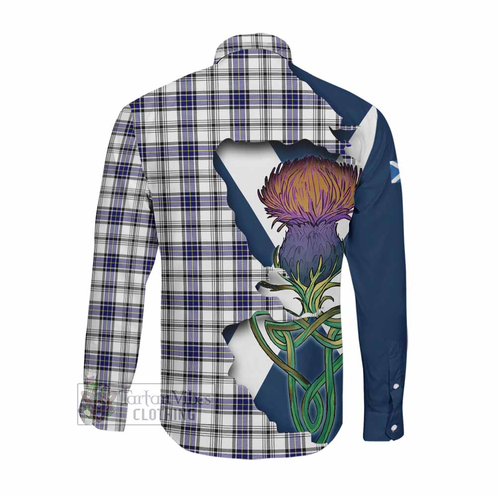Tartan Vibes Clothing Hannay Tartan Family Crest Long Sleeve Button Shirt Scottish Thistle Celtic Inspired
