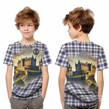 Tartan Vibes Clothing Hannay Tartan Family Crest Kid T-Shirt with Scottish Ancient Castle Style