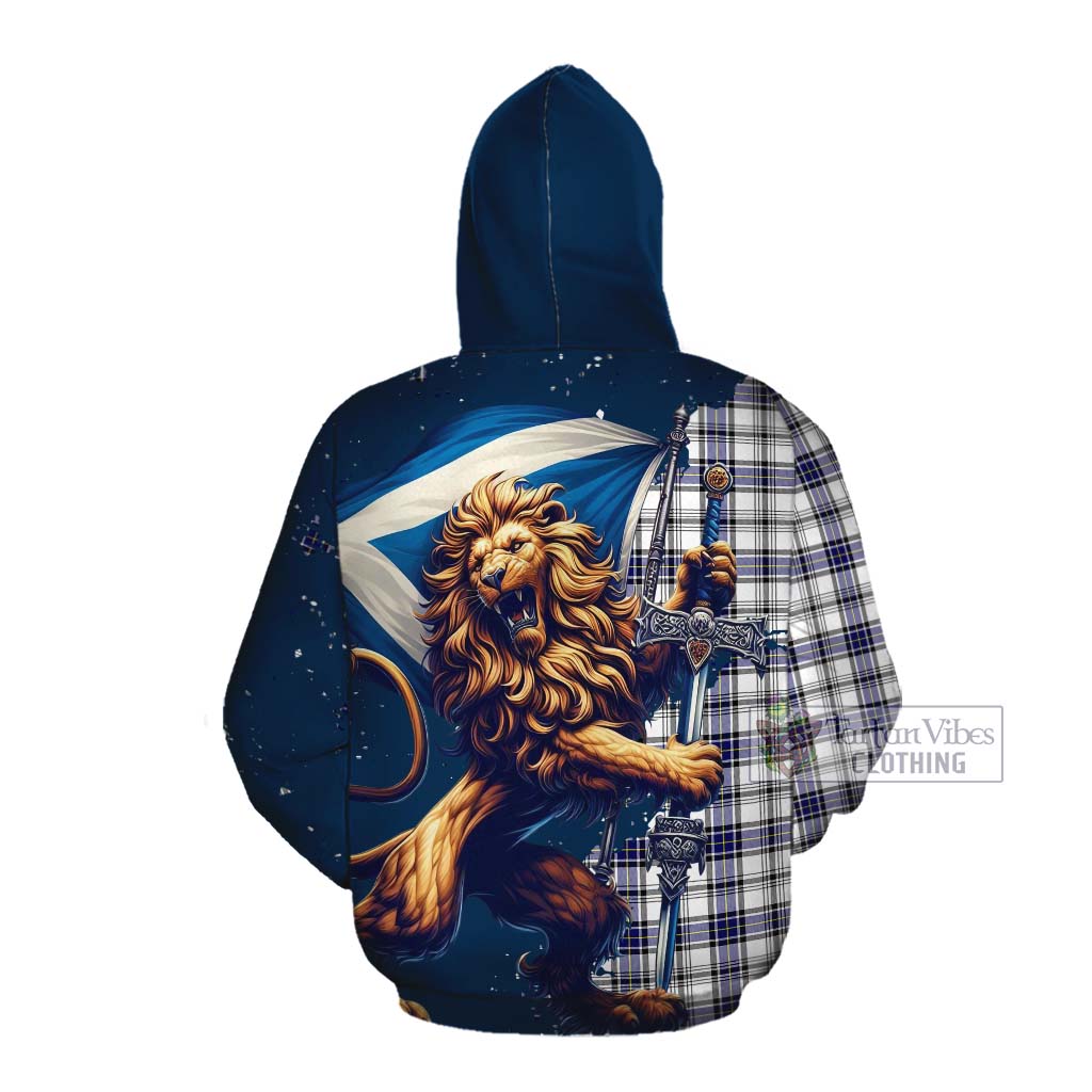 Tartan Vibes Clothing Hannay Tartan Family Crest Cotton Hoodie with Scottish Majestic Lion