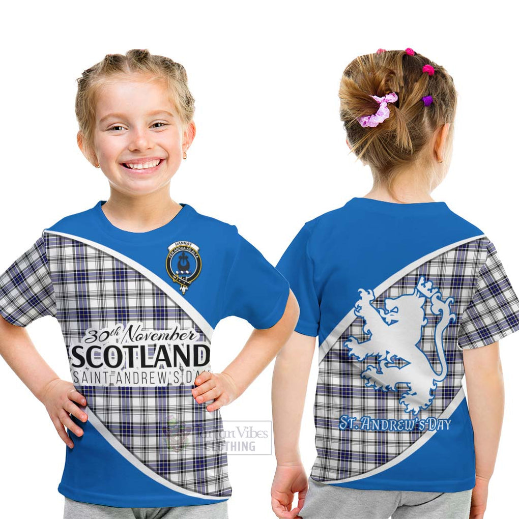 Tartan Vibes Clothing Hannay Family Crest Tartan Kid T-Shirt Celebrate Saint Andrew's Day in Style