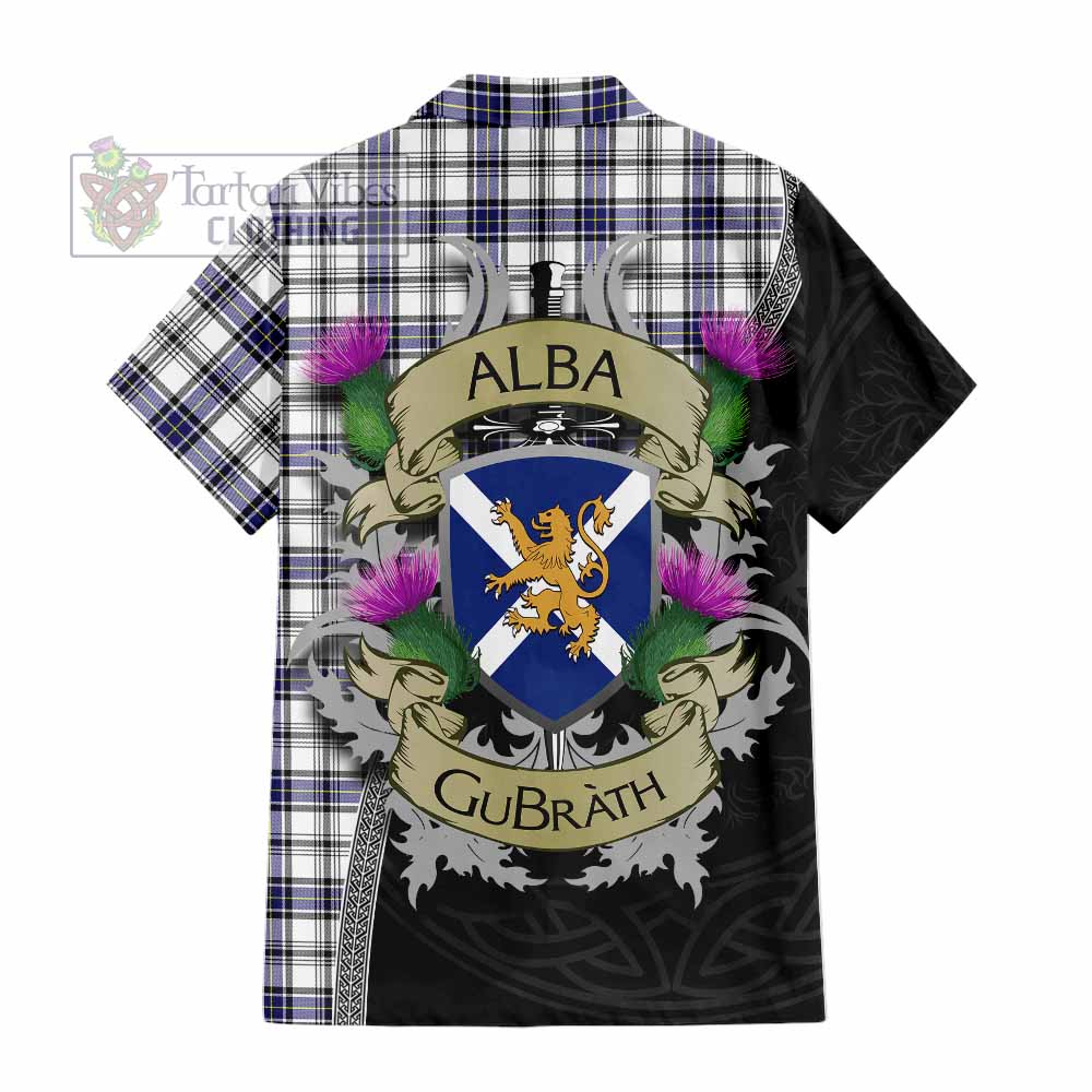 Tartan Vibes Clothing Hannay Tartan Family Crest Short Sleeve Button Shirt Lion Rampant Royal Thistle Shield Celtic Inspired