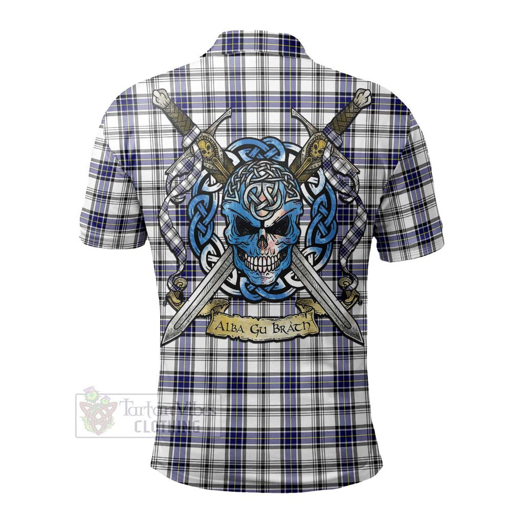 Tartan Vibes Clothing Hannay Tartan Polo Shirt with Family Crest Celtic Skull Style