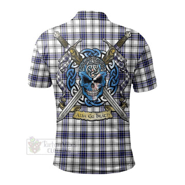 Hannay Tartan Polo Shirt with Family Crest Celtic Skull Style