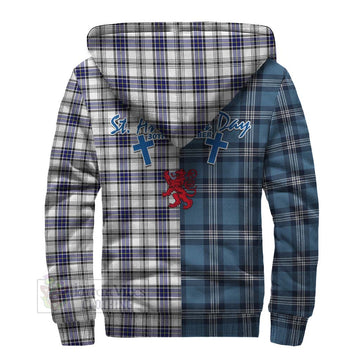 Hannay Tartan Sherpa Hoodie Happy St. Andrew's Day Half Tartan Style