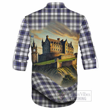 Hannay Tartan Family Crest Ghillie Kilt Shirt with Scottish Ancient Castle Style