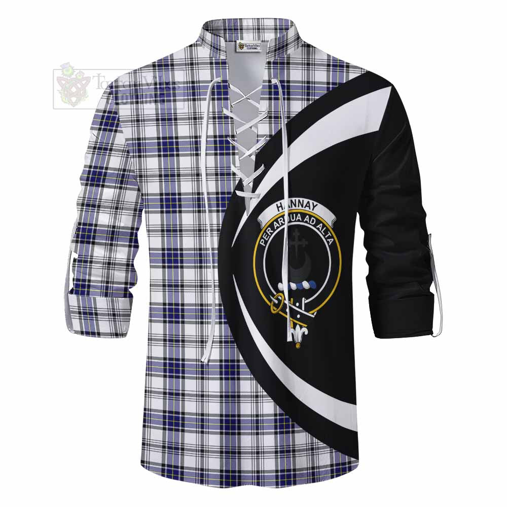 Tartan Vibes Clothing Hannay Tartan Ghillie Kilt Shirt with Family Crest Circle Style