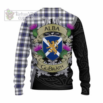 Tartan Vibes Clothing Hannay Tartan Family Crest Knitted Sweater Lion Rampant Royal Thistle Shield Celtic Inspired