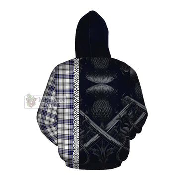 Tartan Vibes Clothing Hannay Tartan Cotton Hoodie with Family Crest Cross Sword Thistle Celtic Vibes