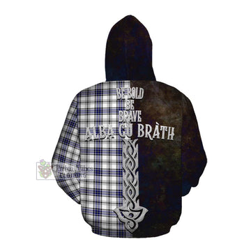 Hannay Tartan Family Crest Cotton Hoodie Alba Gu Brath Be Brave Lion Ancient Style
