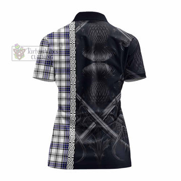 Tartan Vibes Clothing Hannay Tartan Women's Polo Shirt with Family Crest Cross Sword Thistle Celtic Vibes