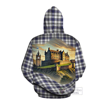 Hannay Tartan Family Crest Cotton Hoodie with Scottish Ancient Castle Style