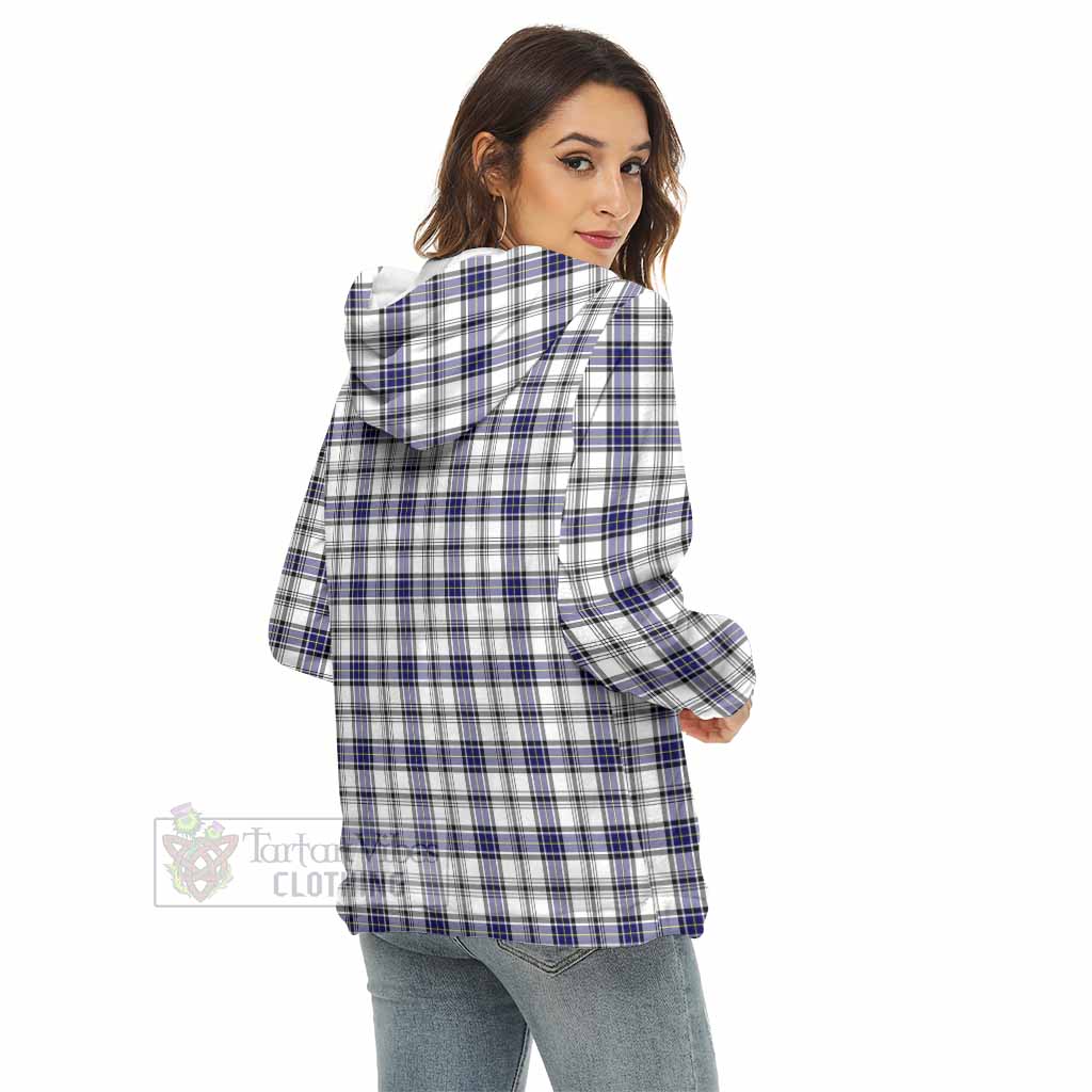 Tartan Vibes Clothing Hannay Tartan Crest Women's Borg  Half Zip Fleece Hoodie