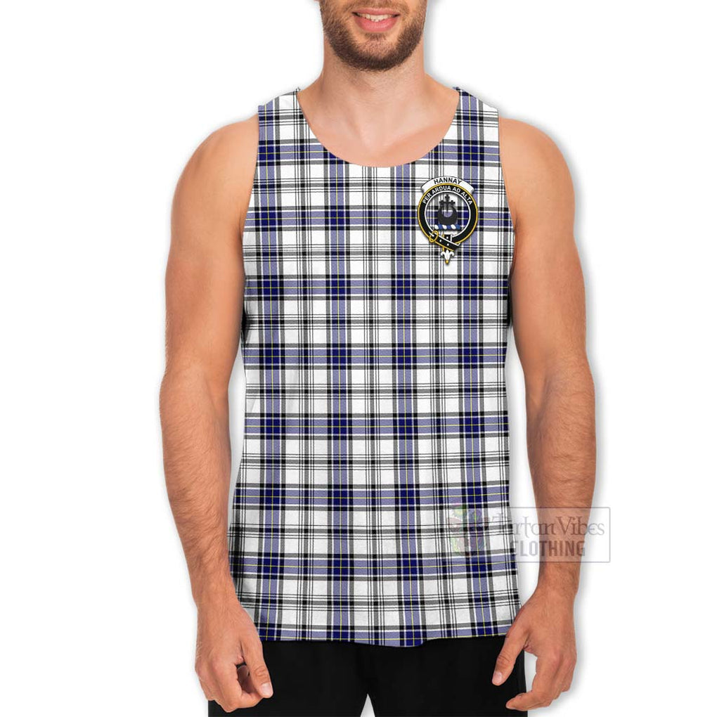 Tartan Vibes Clothing Hannay Tartan Men's Tank Top with Family Crest Celtic Skull Style