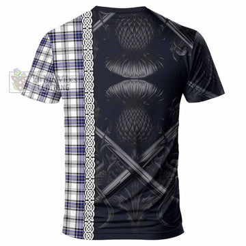 Tartan Vibes Clothing Hannay Tartan T-Shirt with Family Crest Cross Sword Thistle Celtic Vibes