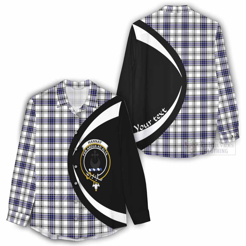 Tartan Vibes Clothing Hannay Tartan Women's Casual Shirt with Family Crest Circle Style