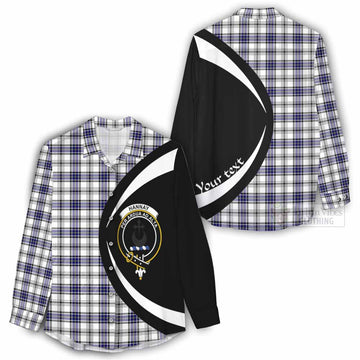 Tartan Vibes Clothing Hannay Tartan Women's Casual Shirt with Family Crest Circle Style