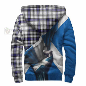 Hannay Tartan Sherpa Hoodie with Family Crest Scotland Patriotic Style