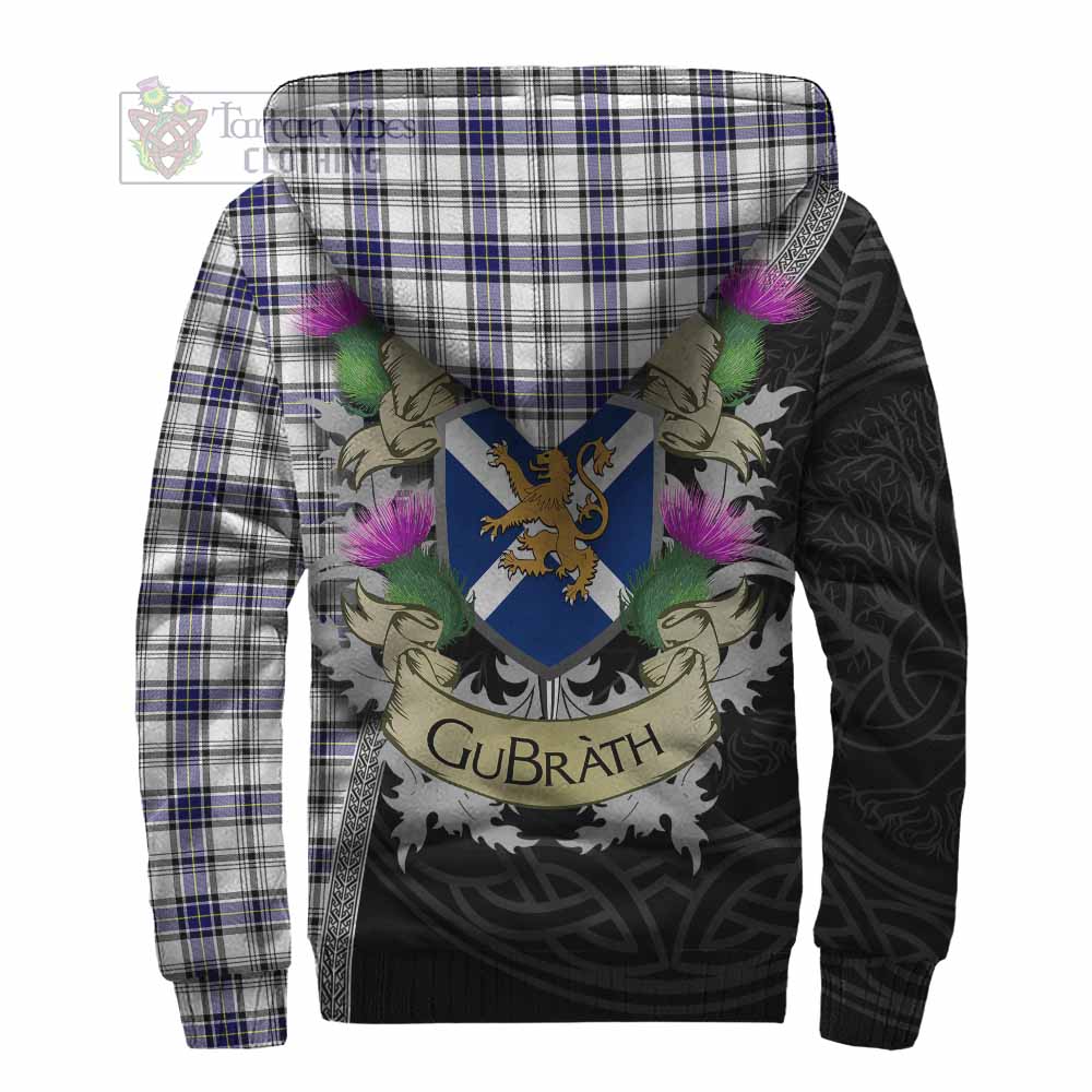 Tartan Vibes Clothing Hannay Tartan Family Crest Sherpa Hoodie Lion Rampant Royal Thistle Shield Celtic Inspired