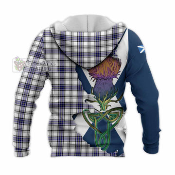 Hannay Tartan Family Crest Knitted Hoodie Scottish Thistle Celtic Inspired