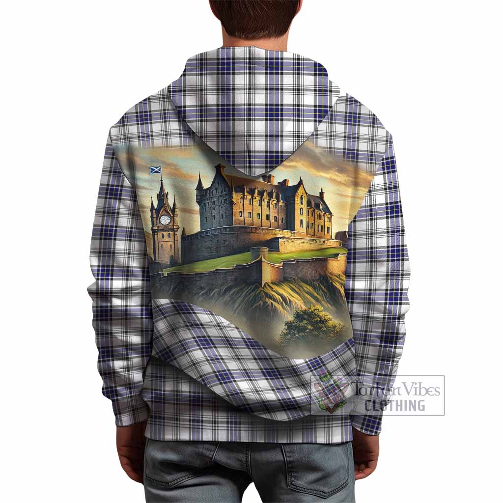 Tartan Vibes Clothing Hannay Tartan Family Crest Hoodie with Scottish Ancient Castle Style