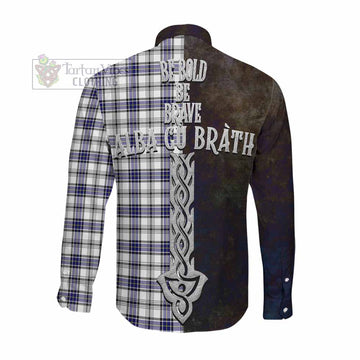 Hannay Tartan Family Crest Long Sleeve Button Shirt Alba Gu Brath Be Brave Lion Ancient Style