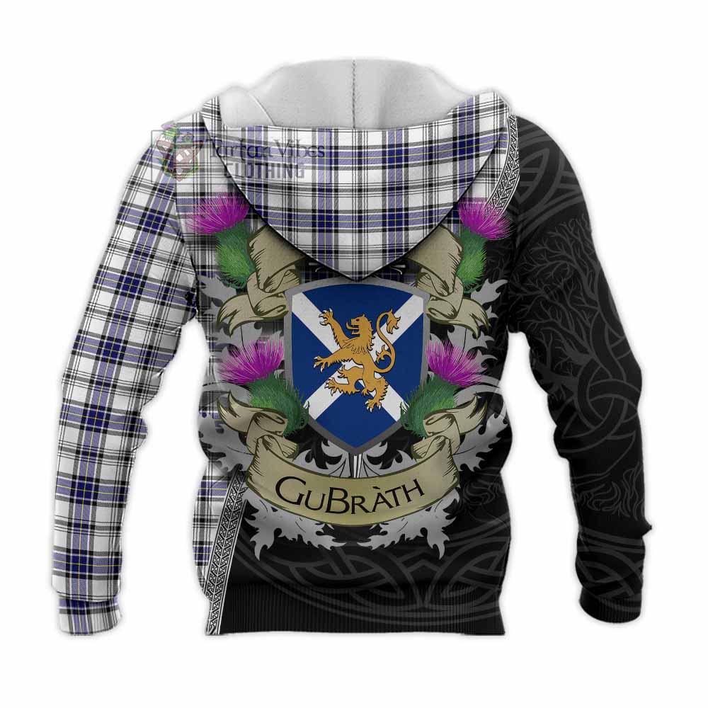 Tartan Vibes Clothing Hannay Tartan Family Crest Knitted Hoodie Lion Rampant Royal Thistle Shield Celtic Inspired