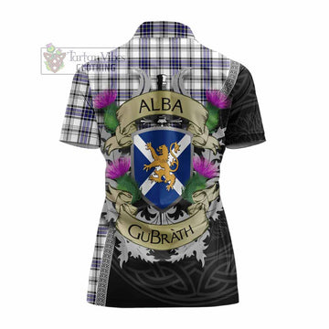Tartan Vibes Clothing Hannay Tartan Family Crest Women's Polo Shirt Lion Rampant Royal Thistle Shield Celtic Inspired