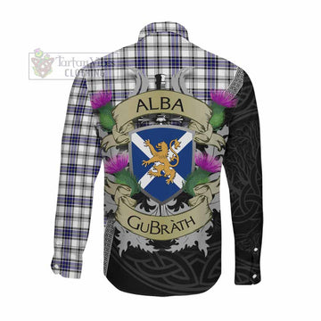 Hannay Tartan Family Crest Long Sleeve Button Shirt Lion Rampant Royal Thistle Shield Celtic Inspired