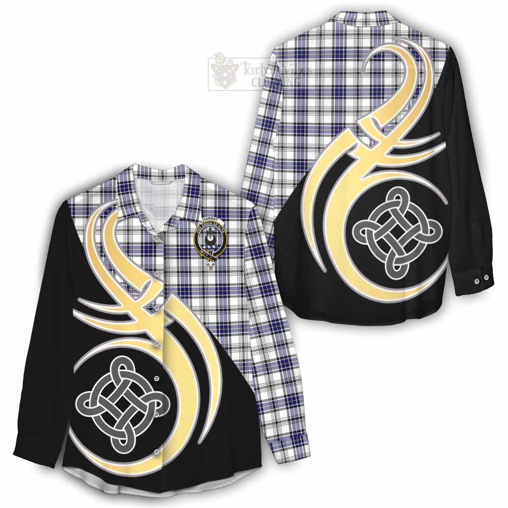 Tartan Vibes Clothing Hannay Tartan Women's Casual Shirt with Family Crest and Celtic Symbol Style