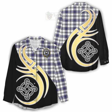 Tartan Vibes Clothing Hannay Tartan Women's Casual Shirt with Family Crest and Celtic Symbol Style