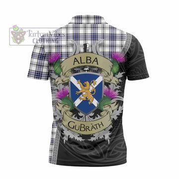 Hannay Tartan Family Crest Zipper Polo Shirt Lion Rampant Royal Thistle Shield Celtic Inspired