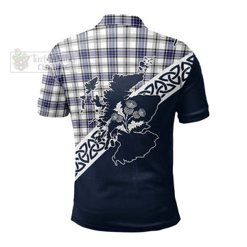Hannay Tartan Polo Shirt Featuring Thistle and Scotland Map
