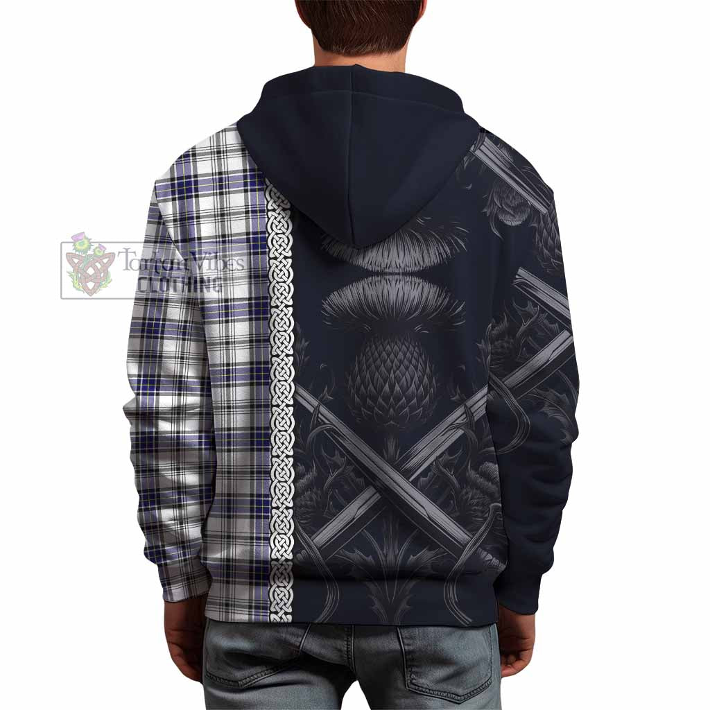 Tartan Vibes Clothing Hannay Tartan Hoodie with Family Crest Cross Sword Thistle Celtic Vibes